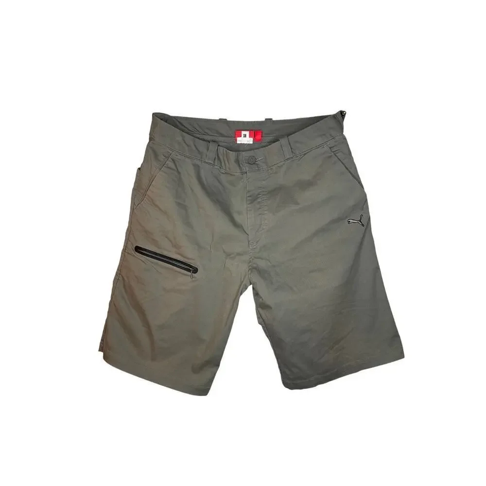 Puma Shorts Men’s 32 Dark Army Green Golf Bermuda Team Khaki Zip Pockets